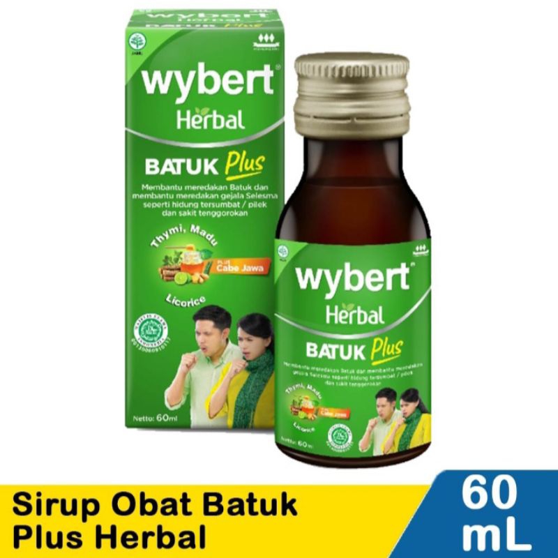 Wybert Herbal Batuk Plus 60 mL Sirup Obat Batuk Aman Untuk Anak, Ibu Hamil Dan Menyusui