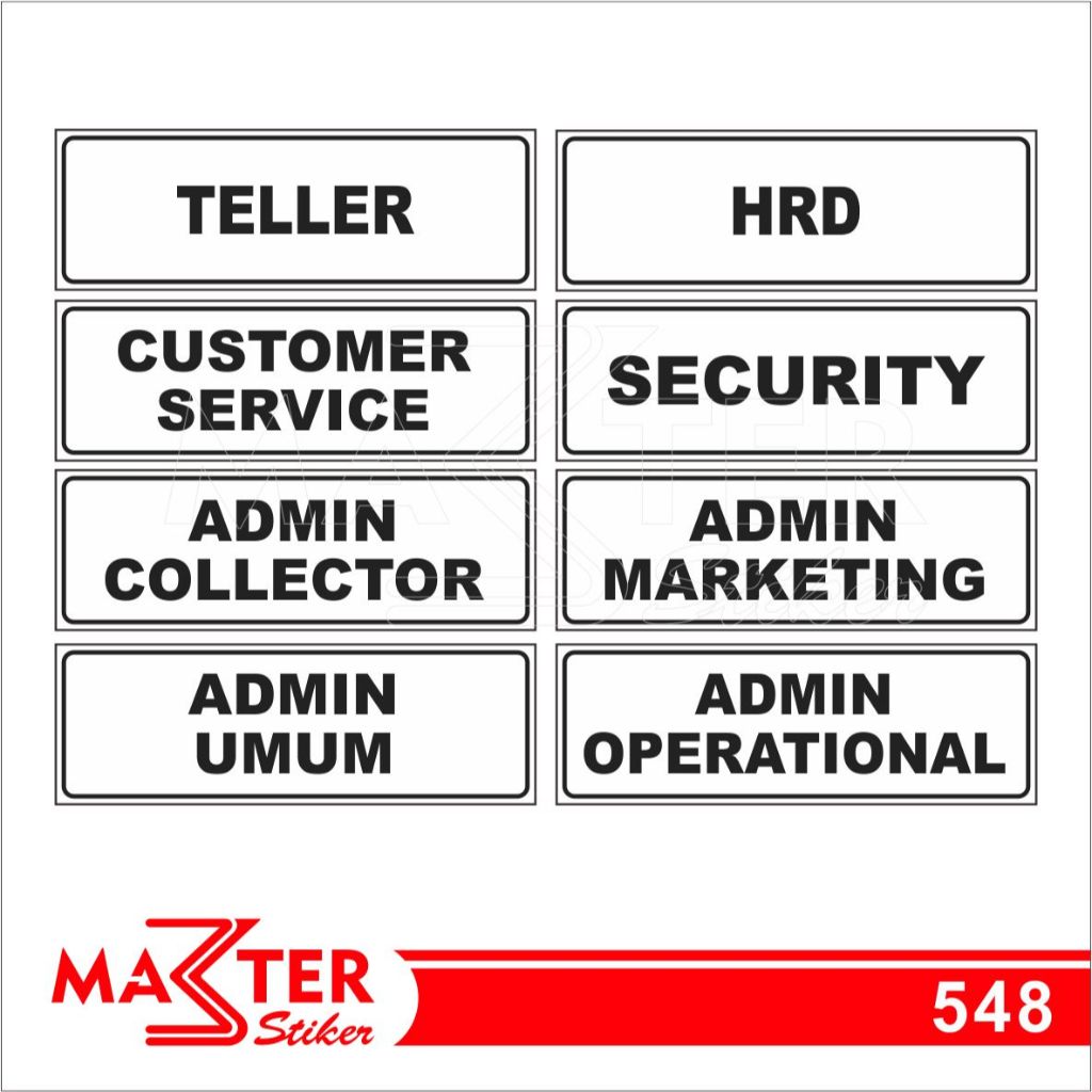 

548 - Stiker Nama Ruangan Staff di Kantor/Perusahaan, Sticker Vinyl, Tahan Air, dan Bisa Custom