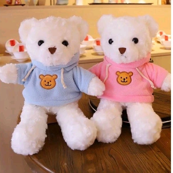 Boneka Beruang Hoodie Pink Biru - boneka ultah ulangtahun kado unik kado pacar hadiah pacar annivers