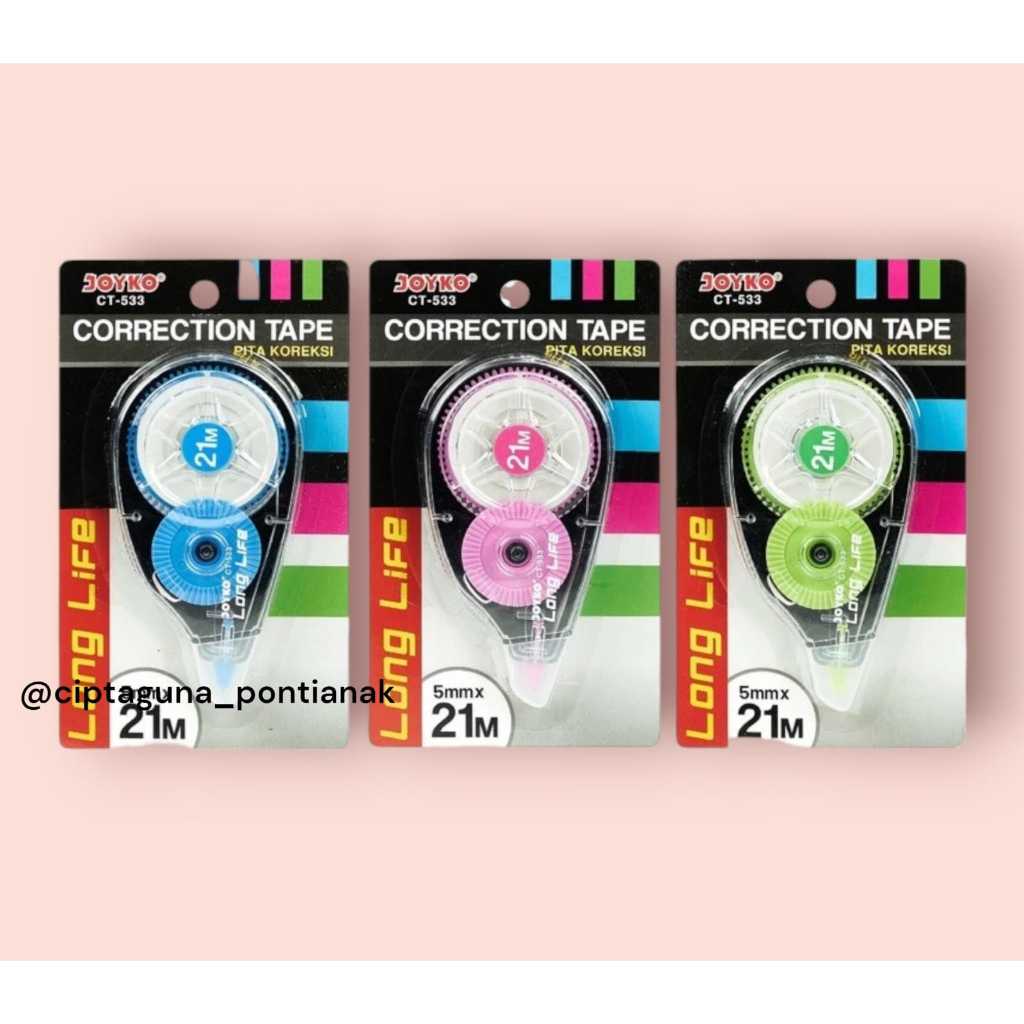 

TIP EX CORRECTION TAPE CT - 533 JOYKO 5MM X 21M / TIP EX ROLL - MURAH!!!