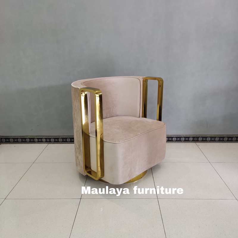 Kursi Sofa Single Putar Stainless Gold