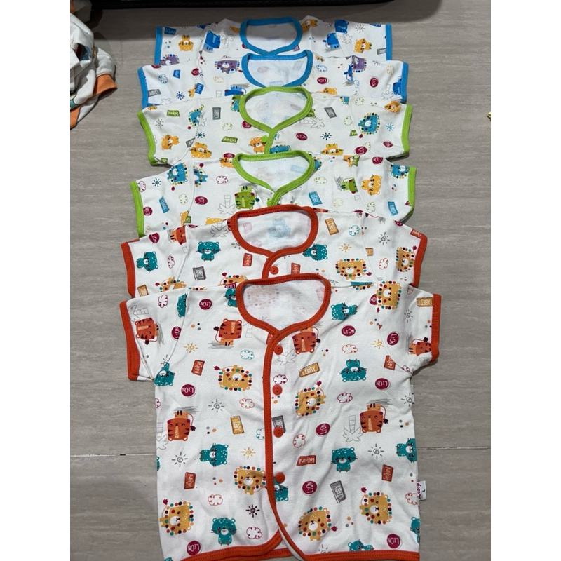 Atasan baju tangan pendek kancing depan libby motif / [3 pcs] Atasan Pakaian Anak Bayi | Baju Bayi B