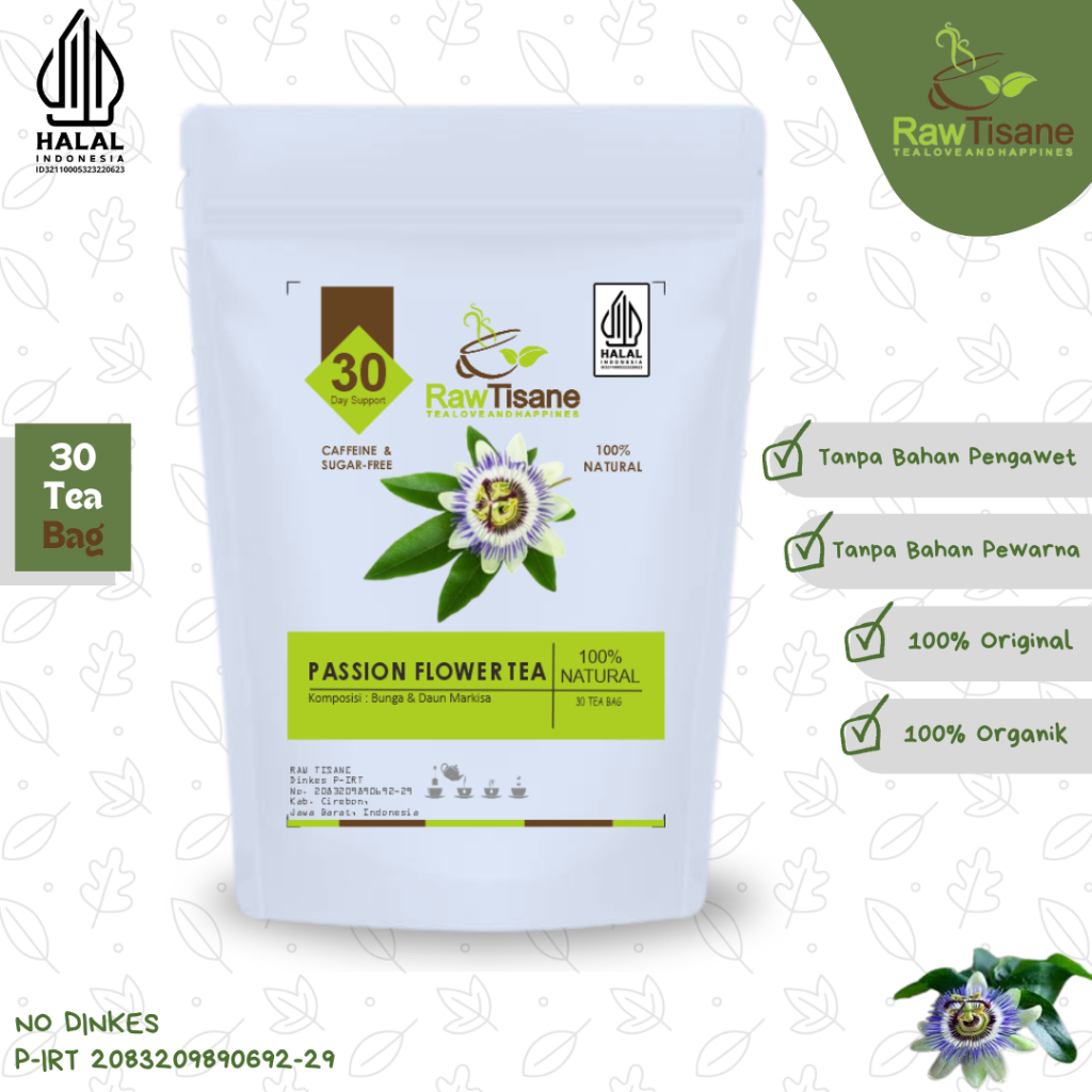 

RAW TISANE Passion Flower Tea : Teh Celup Bunga & Daun Markisa All Varian Isi 30 Tea Bag