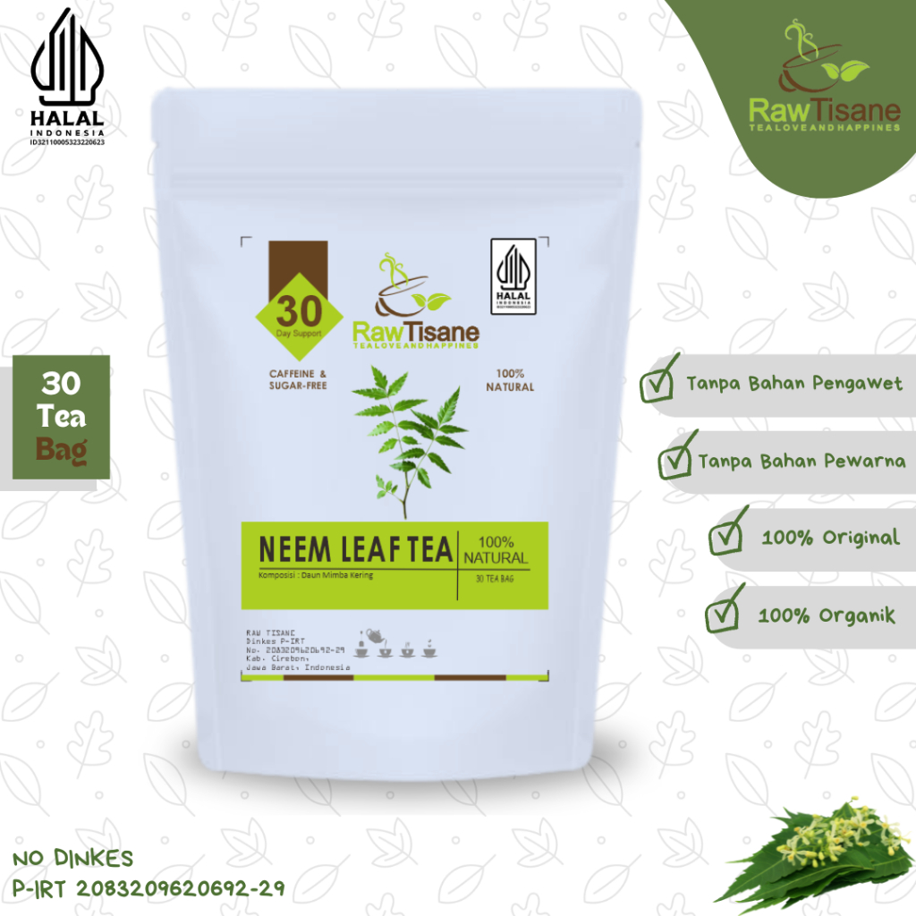 

RAW TISANE Neem Leaf Tea : Teh Daun Mimba Isi 30 Tea Bag