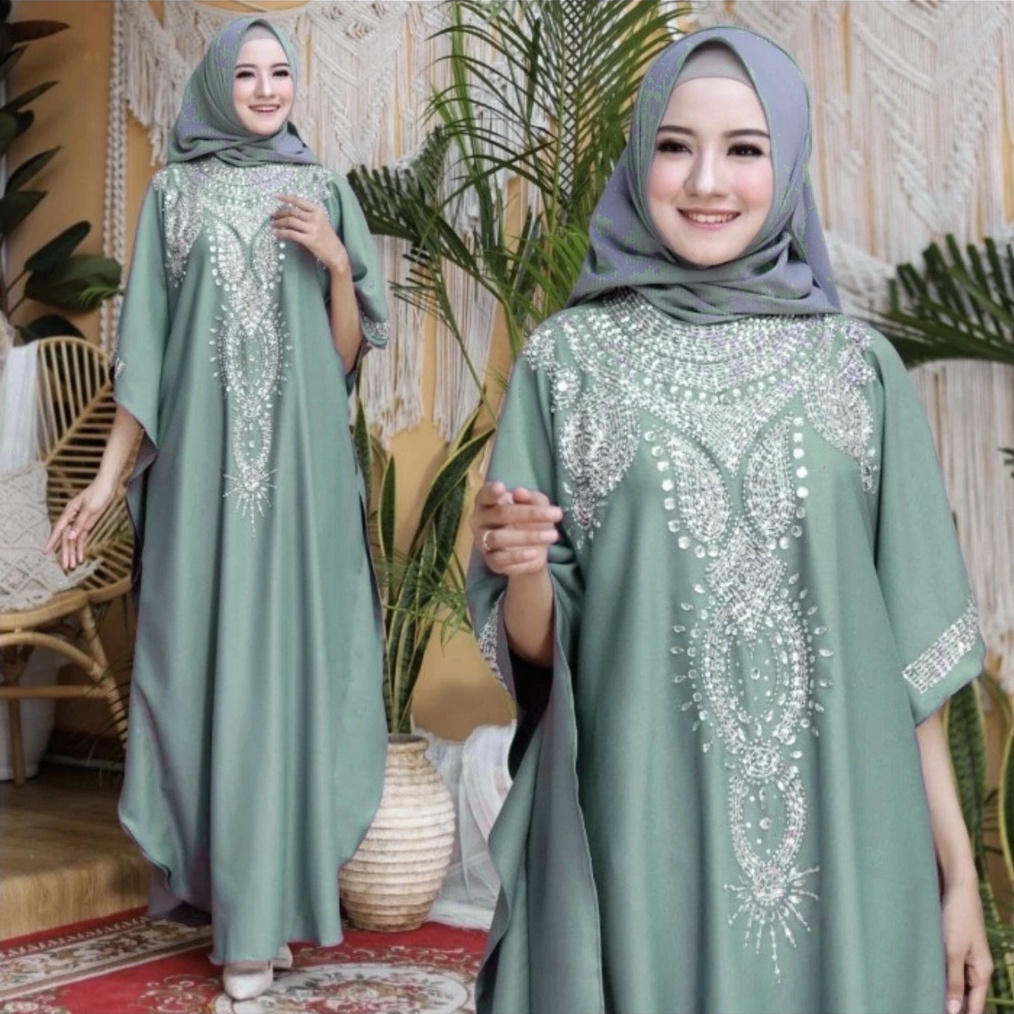 ART F39T Baju Lebaran Gamis Dress Kaftan Farida Jumbo Mewah Premium Fasjion Muslim Marun Navy Coksu 