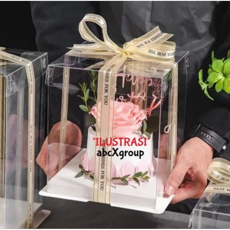 

[22x22] Kotak Kue Mika Transparan / Dus Tall Cake / Cake Box Mika / Kotak Serba Guna / Kotak Hampers / Kotak Seserahan Mika 6" - GROSIR