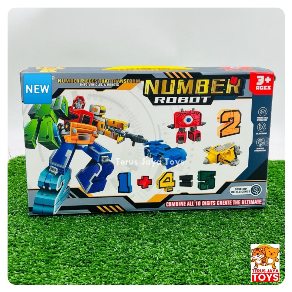Mainan Robot angka  sampai 9 bisa digabung jadi robot besar  transformer angka robot ART U5K4