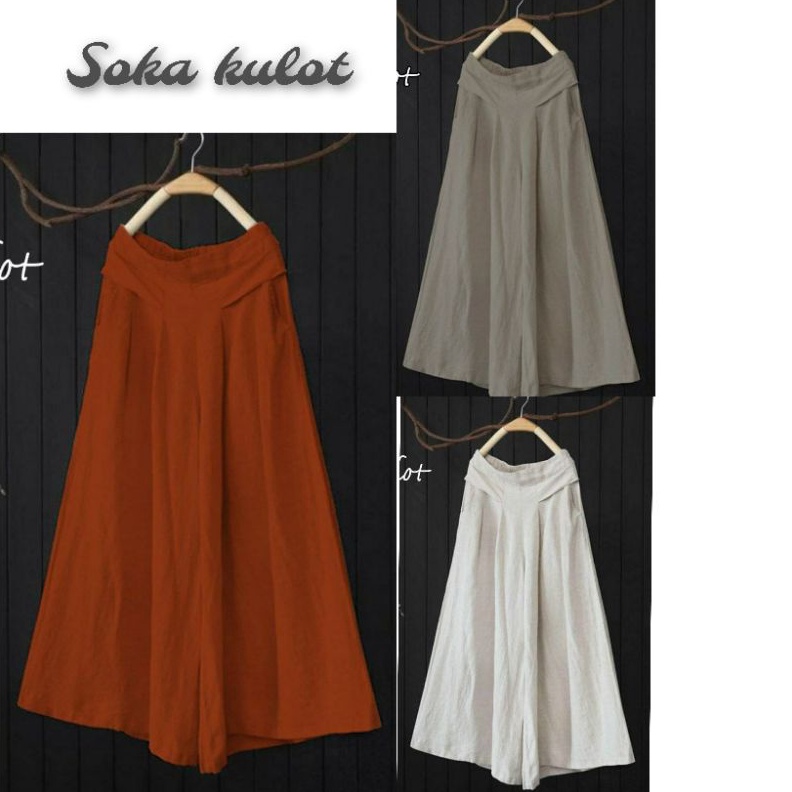 ART G32U Soka Celana Kulot Wanita Panjang Polos Katun Linen Lebar Jumbo Payung MartaVey Fashion Wani