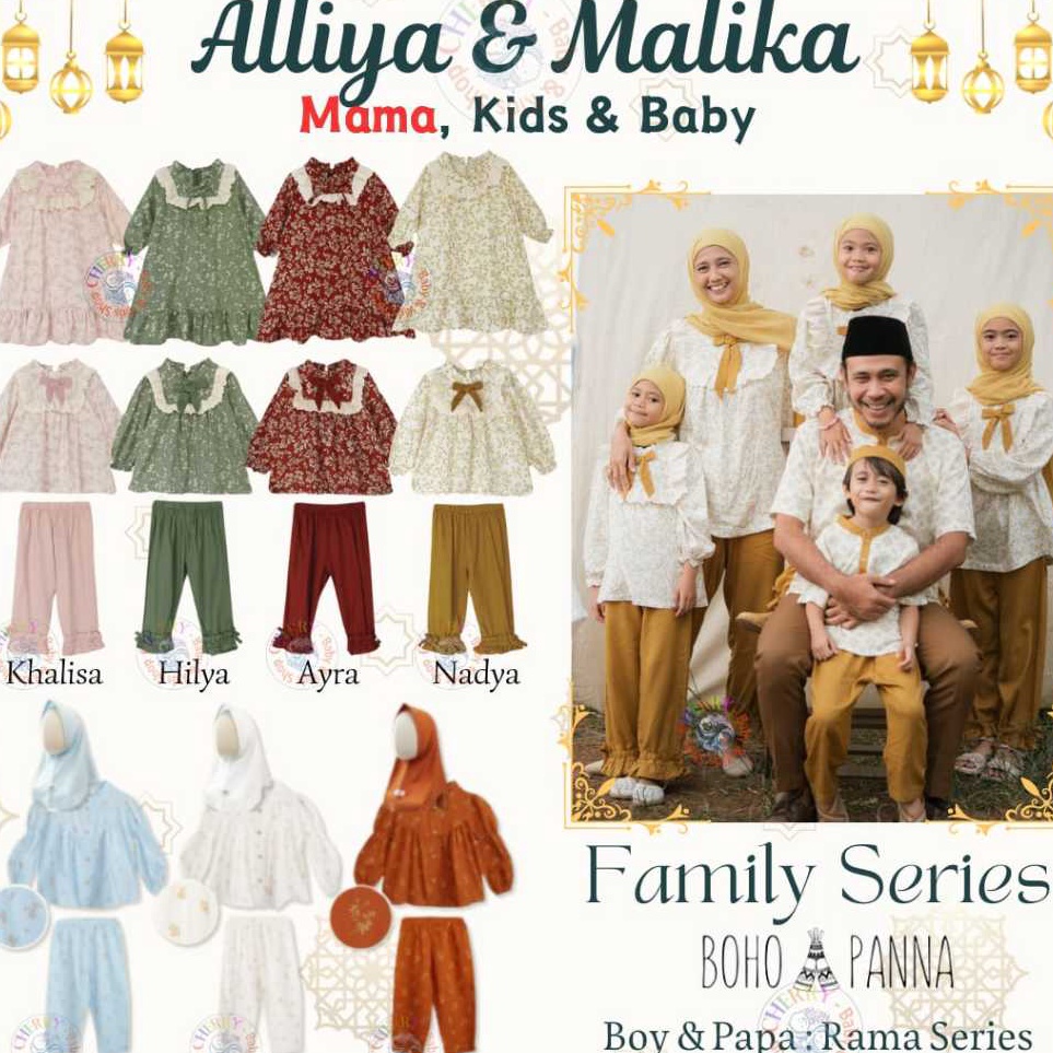 ART N39L Bohopanna Alliya Tunik Set M  12Y Malika Mama Pola Baby Gamis  Turban  Setelan Tunik  Hijab