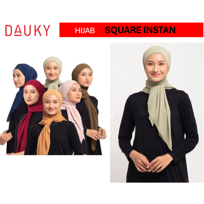 Dauky Hijab Square Instan - Hijab Segiempat Premium Dauky stock terbatas
