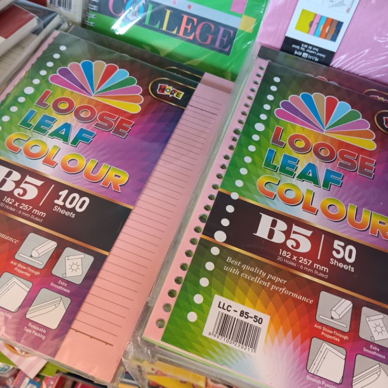 

kertas binder warna warni ukuran b5 isi 50 lembar dan, isi 100 lembar