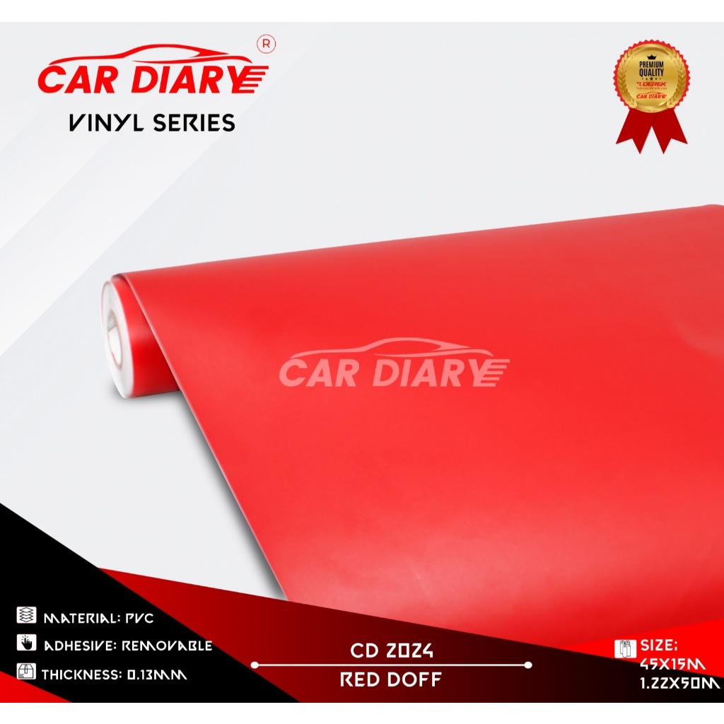 STIKER DEREK VINYL RED DOFF / VINIL CAR DIARY / STICKER CUTTING MURAH UKURAN L 122 CM X P 50 CM
