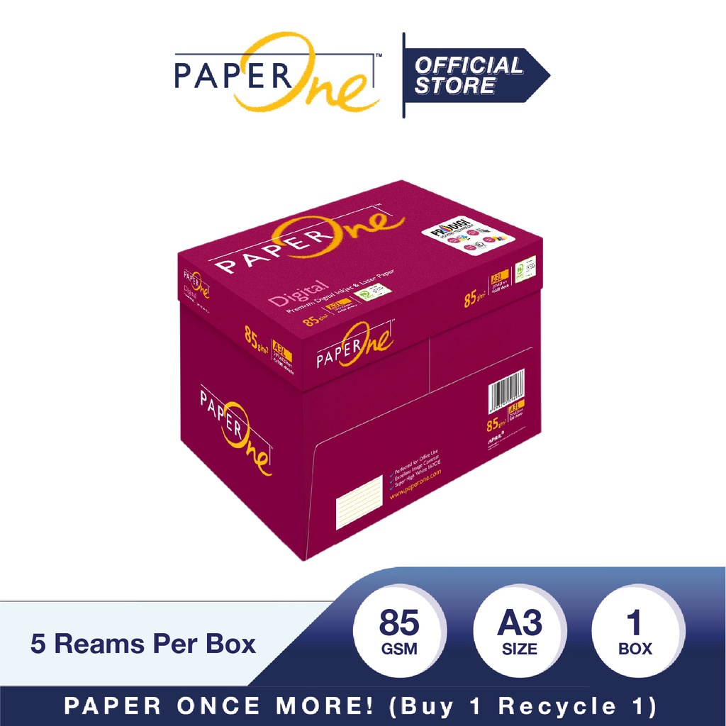 

PaperOne Kertas A3 85gr Digital 1 Box (2500 lembar) Kertas HVS A3 Kertas Fotocopy