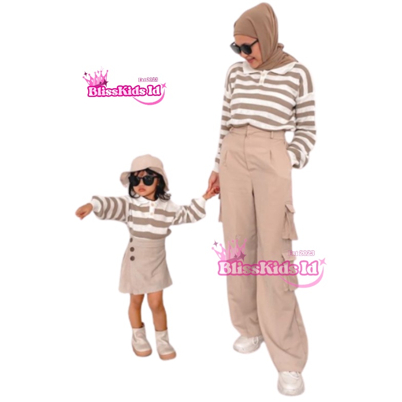 ART J32U Blisskidsid Baju Couple Ibu Anak Perempuan Sweater Couple Knit Stripe