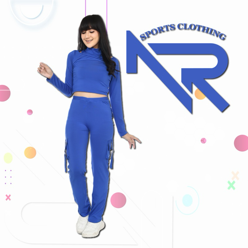 setelan baju olahraga wanita crop top lengan panjang crop top korea long sleeve,pakaian senam,cargo 