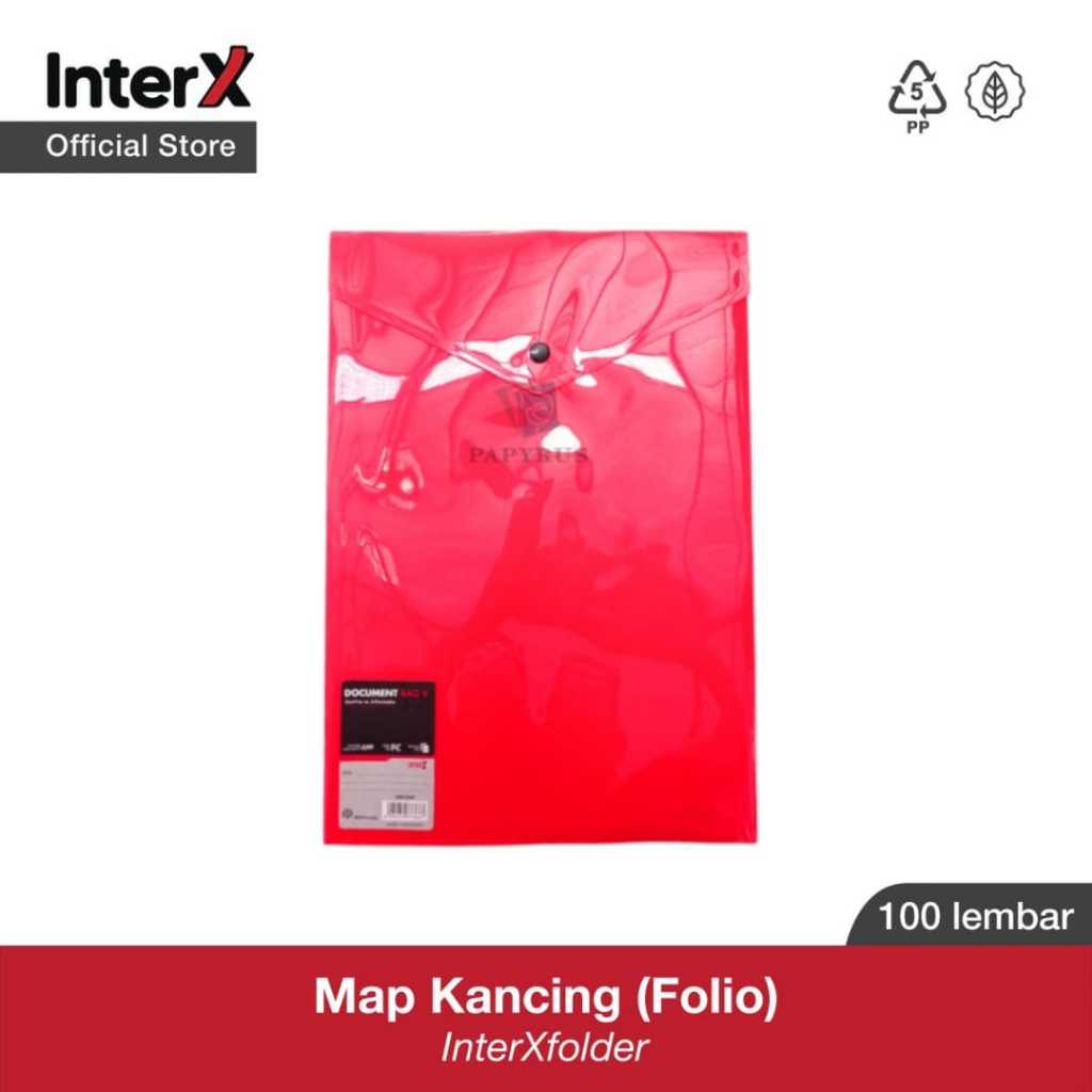 

MAP PLASTIK KANCING / MAP KANCING PUNGGUNG / DOCUMENT BAG / MAP KANCING FOLIO INTER-X DBX800F MERAH
