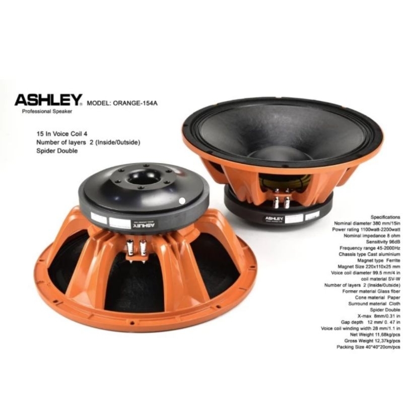 Component speaker Ashley 15 inch ASHLEY ORANGE 154A