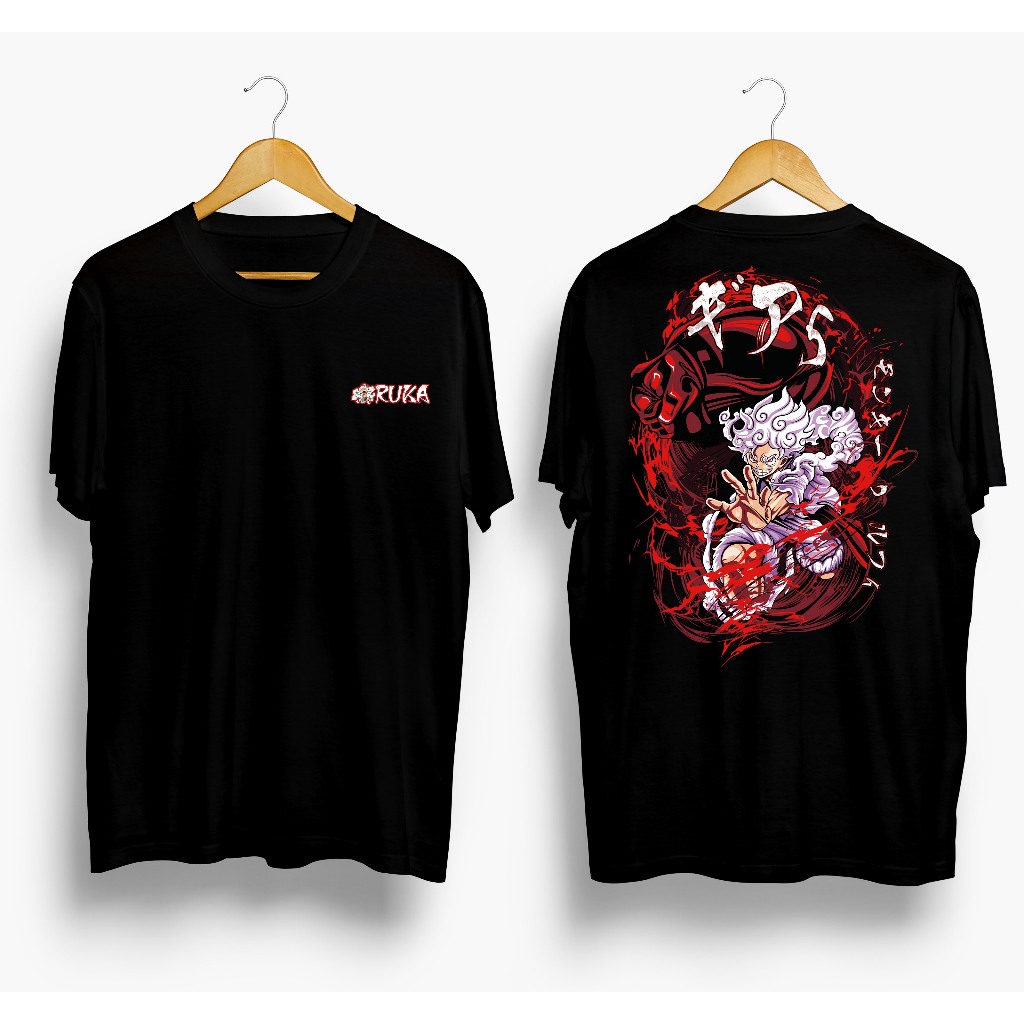 Baju Kaos Distro Tshirt Jepang Pria Wanita Keren Lengan Pendek Red Luffy Terbaru Motif Sablon Bergam