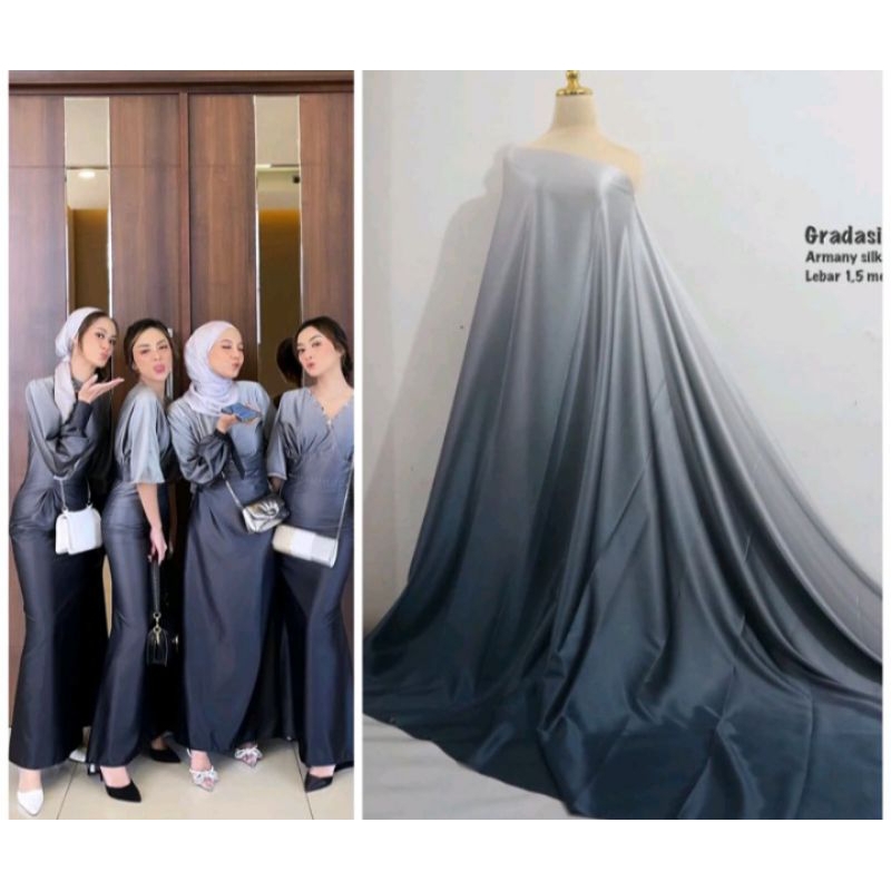 Kain Gradasi Meteran Bahan Armany Silk Import Kain Gradasi Dua Warna Kain Gradasi Polos Kain Mewah K