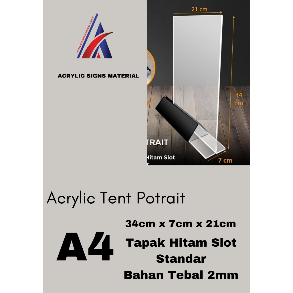 Tent Holder A4 / Tent Card / Nomor Meja Alas HItam Kaki Segitiga