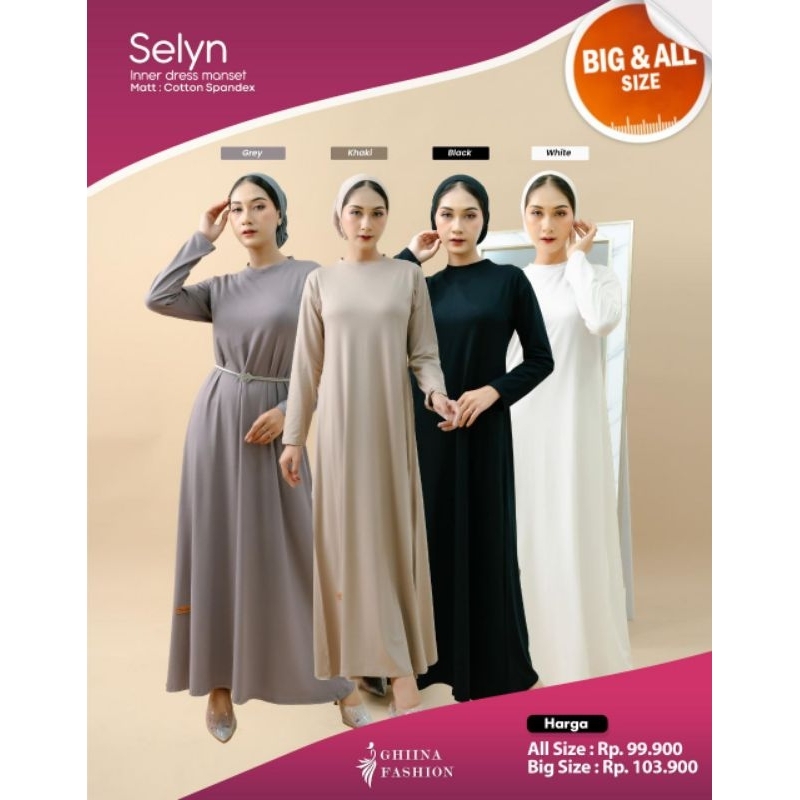 GHIINA FASHION inner dress selyn manset baju panjang