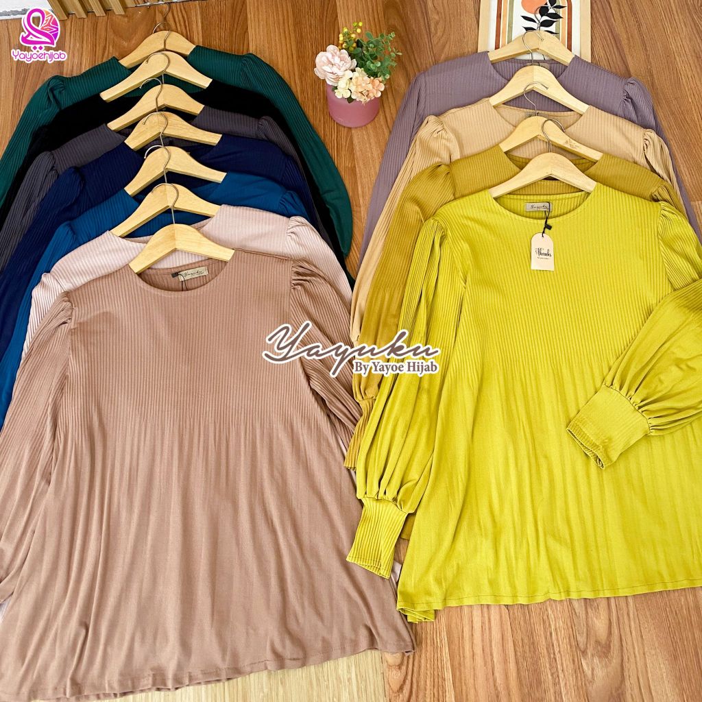 Nesha Blouse Atasan Remaja Wanita Polos Casual Plisket Pleats Yayuku by Yayoe Hijab