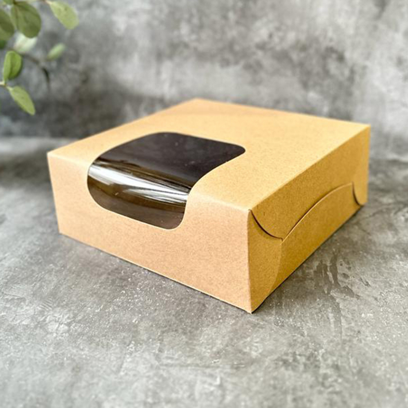 

( 10 pcs ) box bento coklat polos jendela mika transparan dus packaging cake ukuran 20 x 20 x 7.5 cm