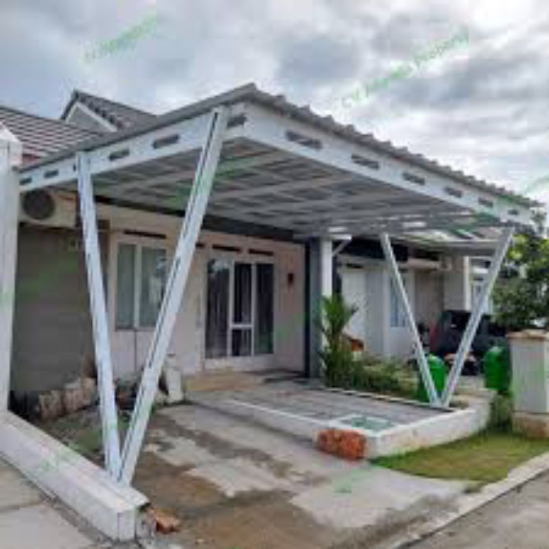 kanopi rumah / kanopi baja ringan atap spandek pasir hitam / atap alderon