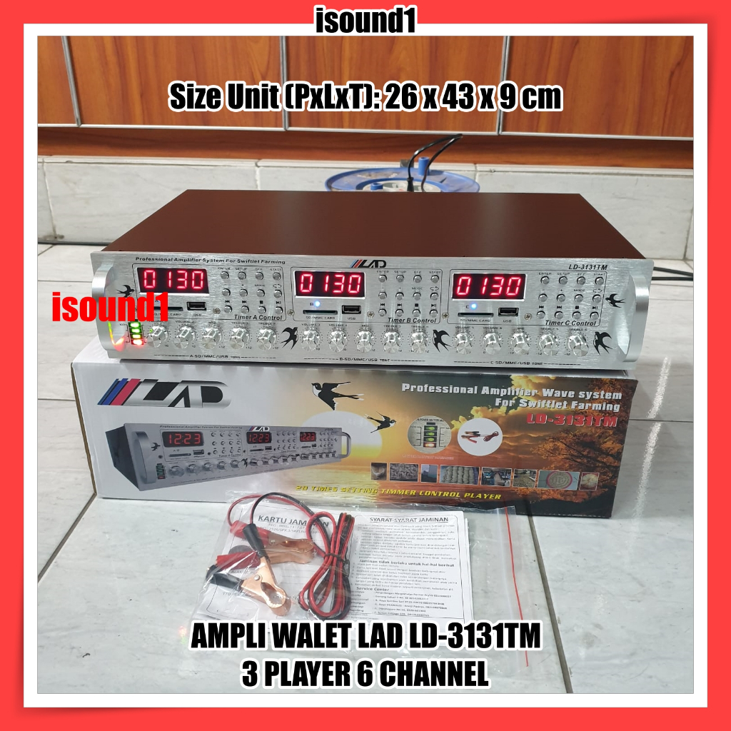 AMPLIFIER WALET LAD LD 3131TM AMPLI WALET 3 PLAYER 6 CHANNEL ORIGINAL