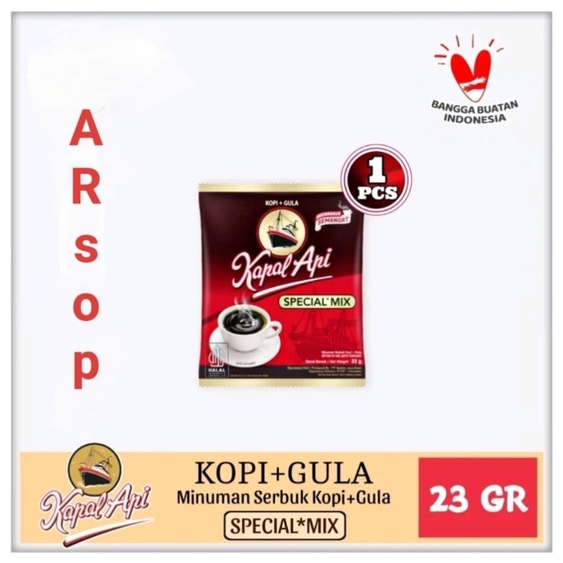 

Kopi Kapal Api Hitam + Gula Spesial Mix Sachet - 23 gr (kemasan satuan)