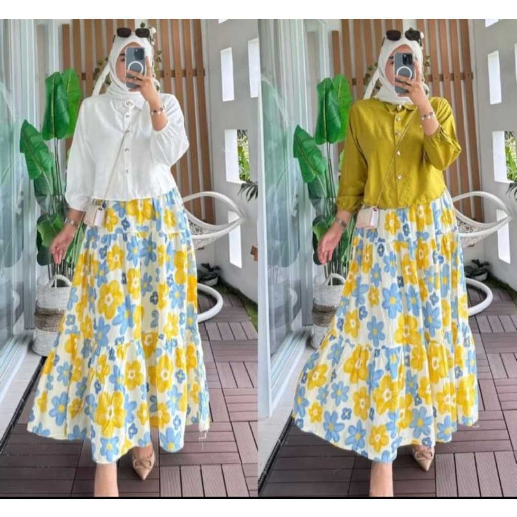 Terbaru One Set Skirt Premium | Setelan Rok Crinkle Airflow