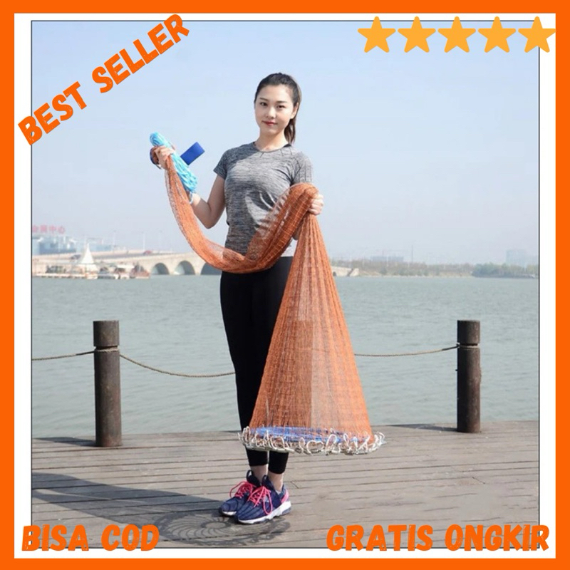 Jaring Pancing Ikan Lempar Fishing Throw Net Cage 3.6 Meter