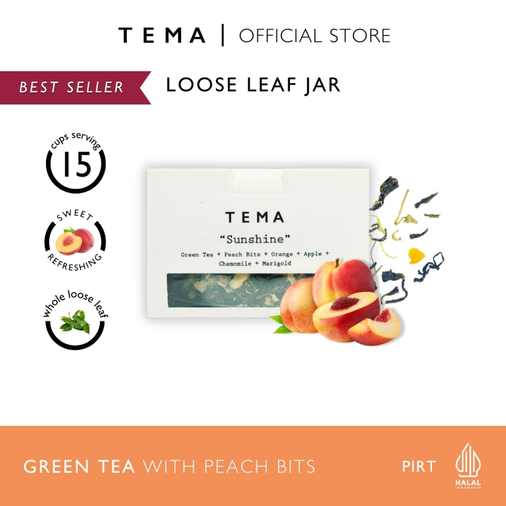 

Sunshine - Peach Green Tea - TEMA Tea Jar - 15 Servings