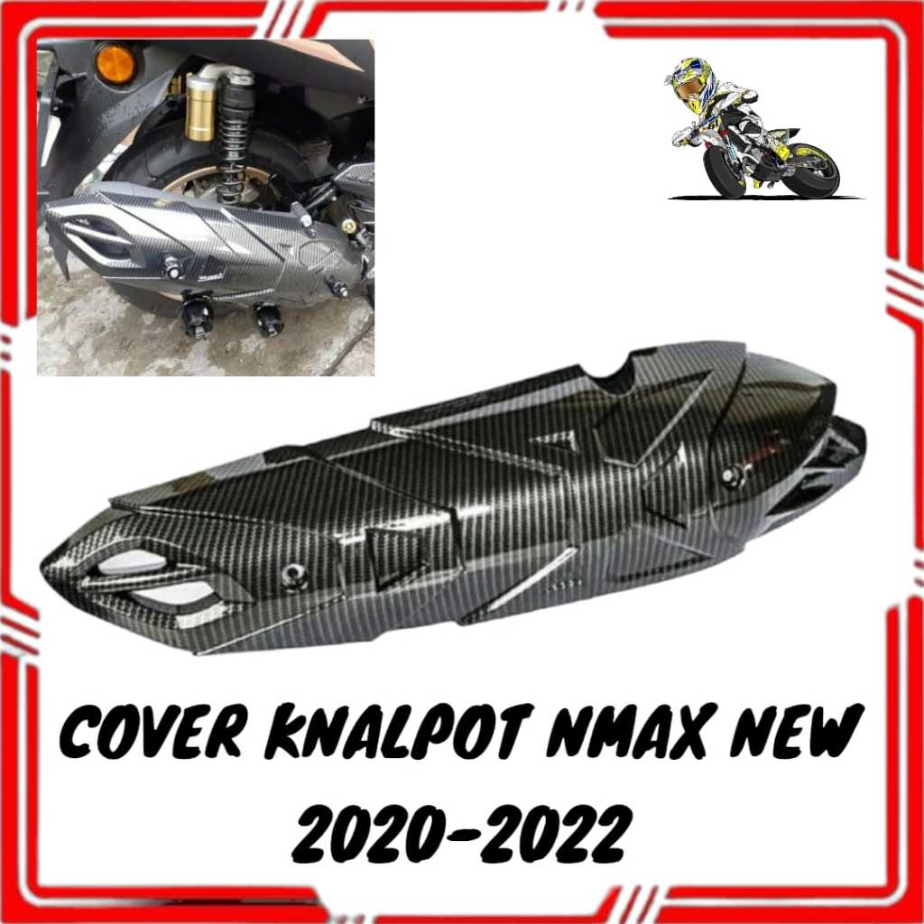 Cover Knalpot Nmax New 2020-2021-2022 carbon Tutup Knalpot Nmax New 2020-2022 Karbon Merk Akai Racin
