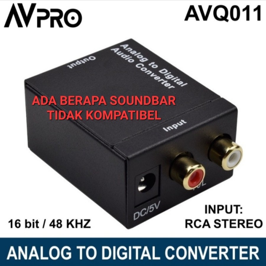 AVPRO AVQ017 Analog to Digital Audio Converter ADC 48khz with Adaptor