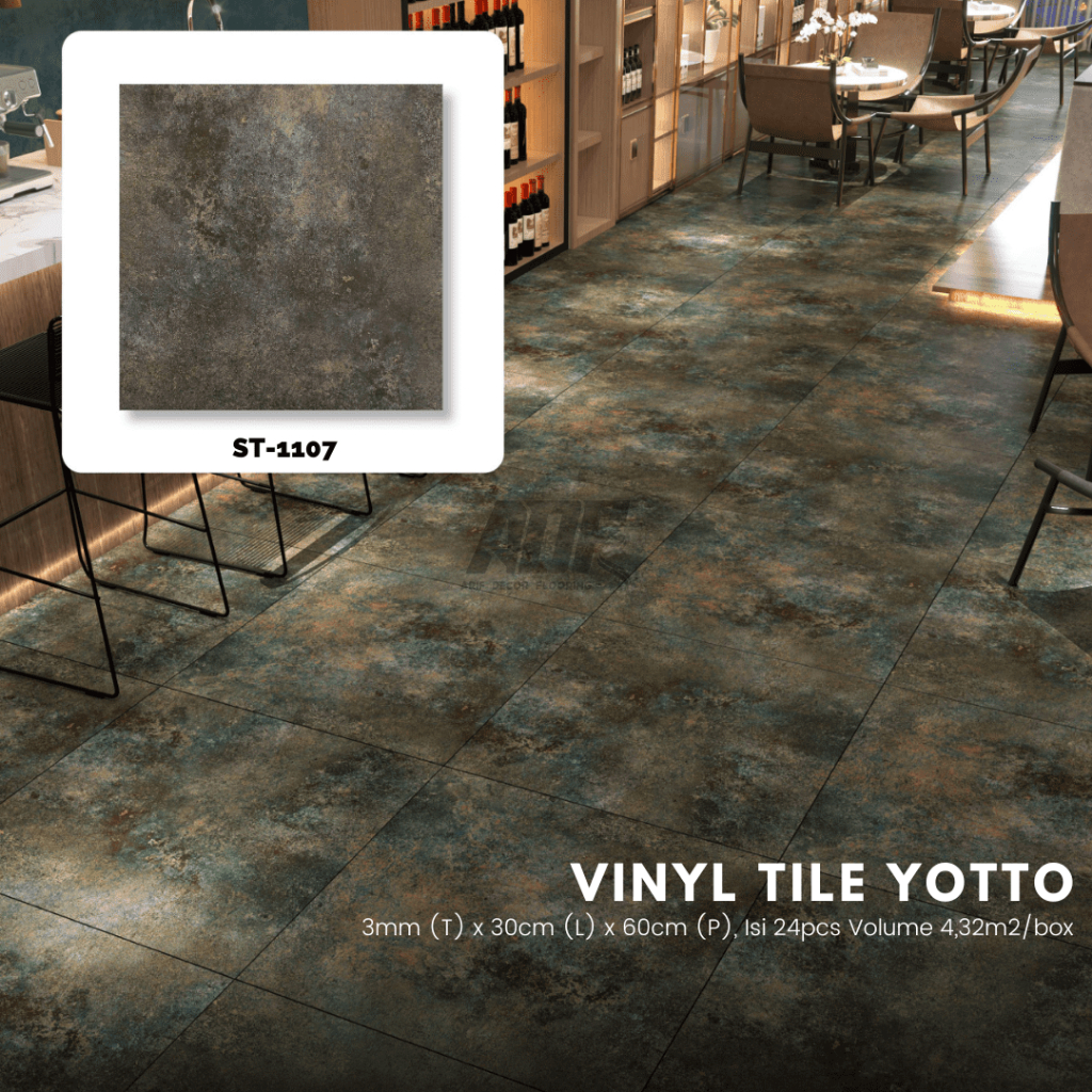 Lantai vinyl tile tebal 3mm YOTTO murah motif karpet / kayu - vinyl korea