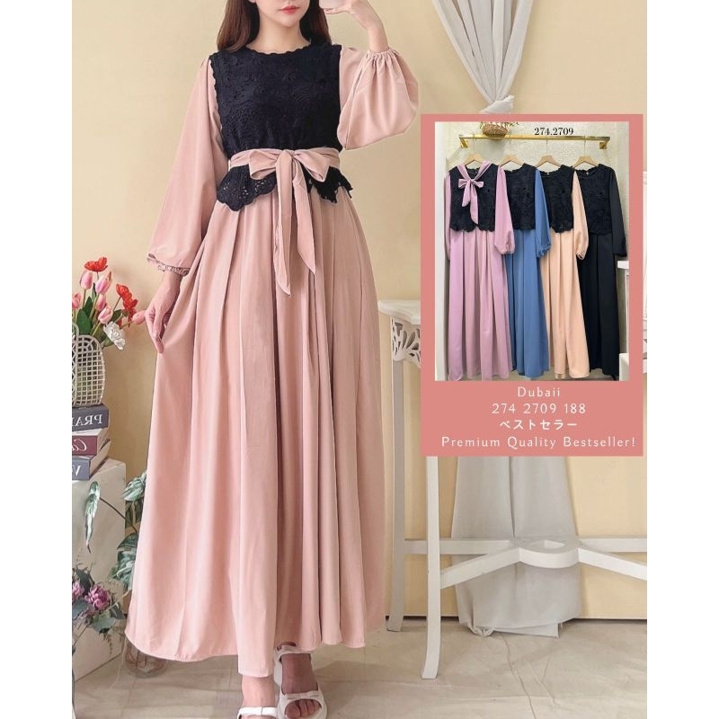 Gamis / Dress Yuna series rompi rajut hitam