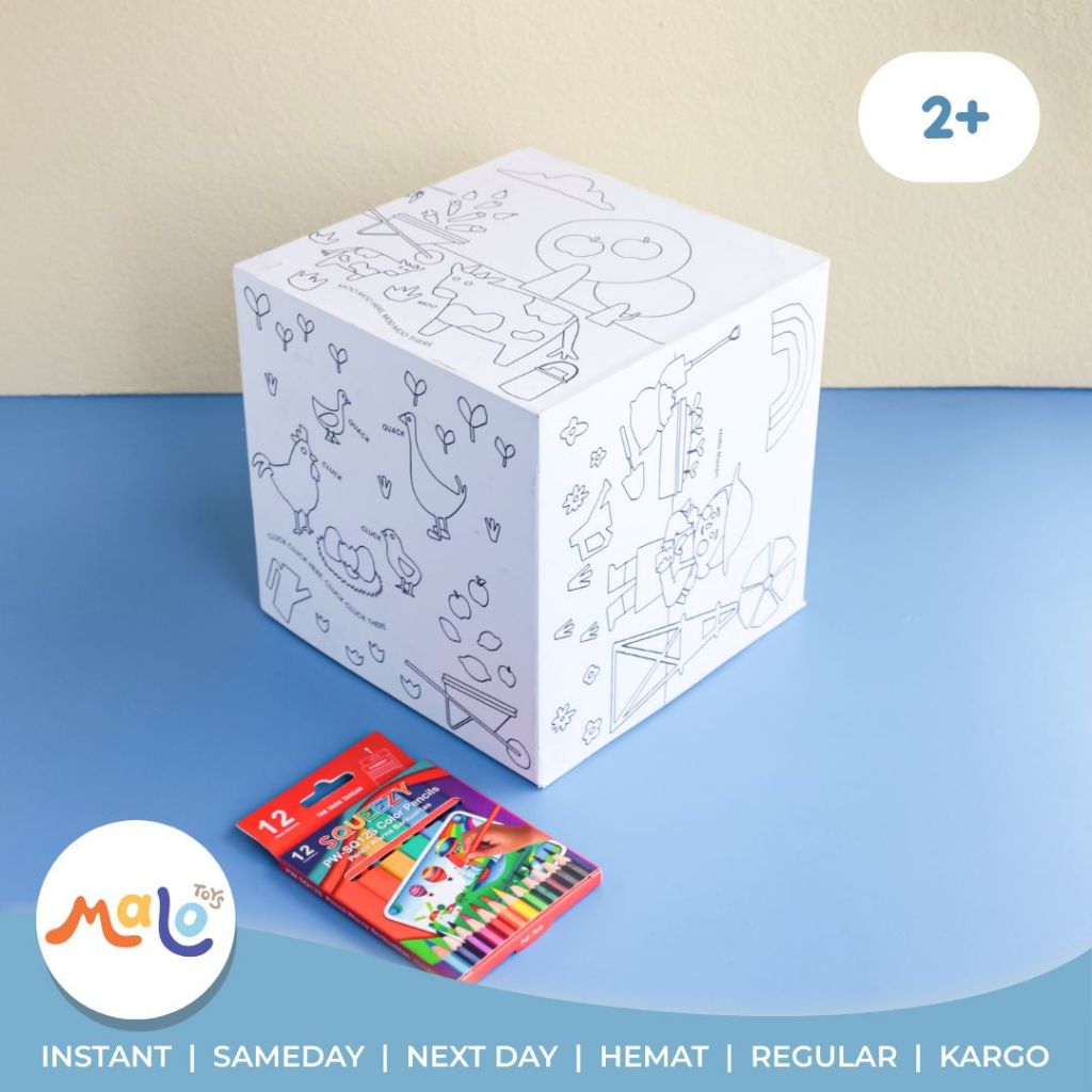 

MALOTOYS - Farm Coloring Box with Color pencil box mewarnai dengan pensil warna hardbox kotak mewarnai