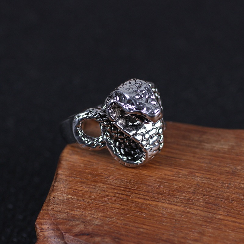 Cincin Retro Ular King Cobra / King Cobra Snake S925 Gaya Vintage Adjustable