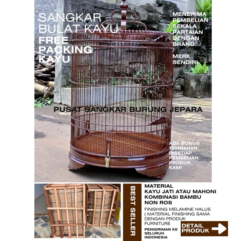 Sangkar Murai jati asli berkualitas diameter 70cm buat murai ekor panjang Limited Edition sangkar cungkok jati sangkar decal murai batu sangkar pvc kotak sangkar ukir kenari sangkar murai no 3 sangkar murai bnr no2 sangkar murai ebod jaya sangkar pvc