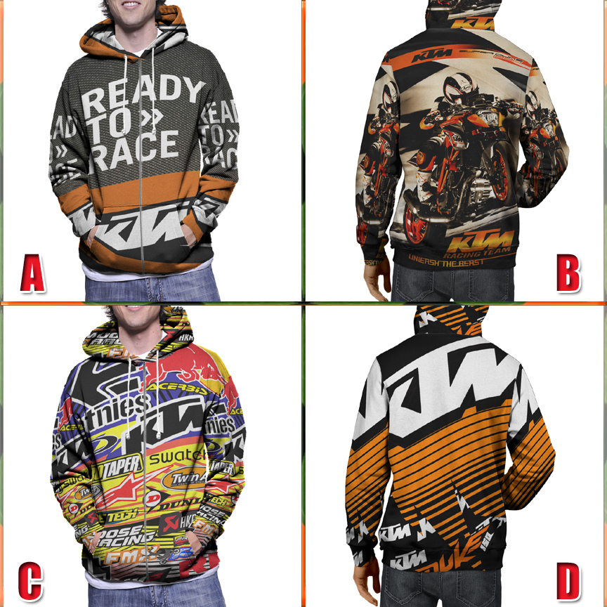 Zipper Hoodie MX Racing Duke Hoodie Fullprint Bahan Polyester Jersey | Size S M L XL XXL 3XL | Hoodi
