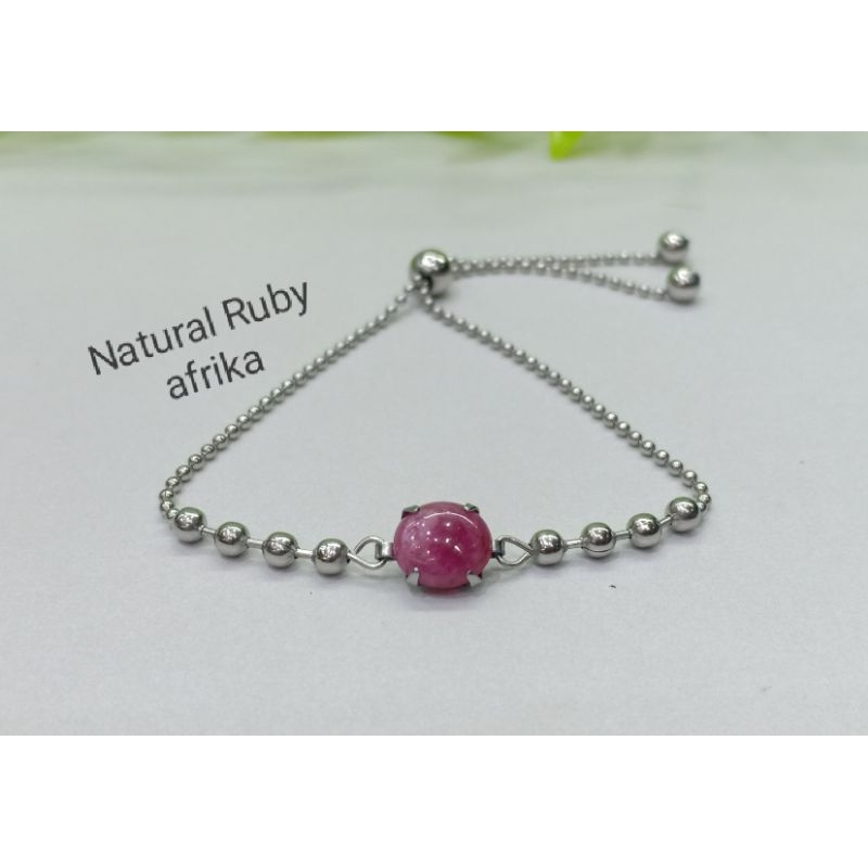 Gelang batu merah Ruby Natural
