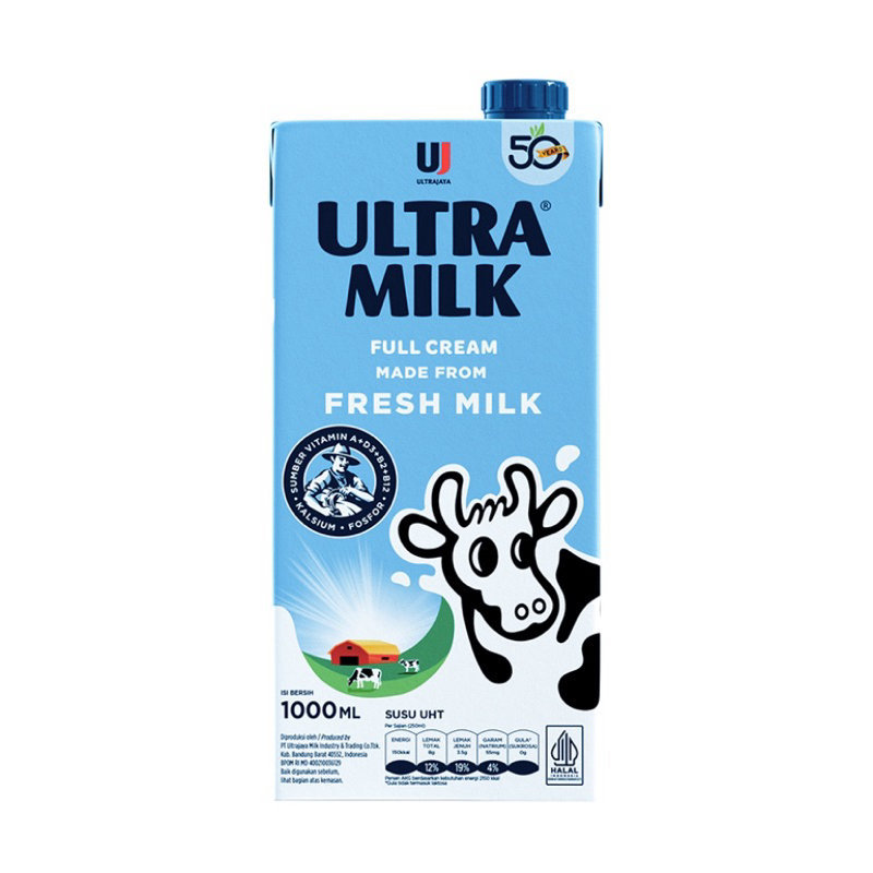 

Ultra milk susu UHT tersedia rasa coklat dan original kemasan 1 liter