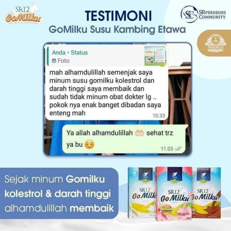 

SUSU GOMILKU SR12 -SUSU KAMBING -SUSU ETAWA ORIGINAL -MENYEHATKAN KESEHATAN TULANG -MENYEHATKAN LAMBUNG -MENYEHATKAN JANTUNG