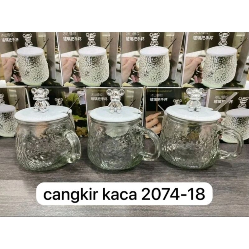 Gelas Kaca/Gelas Kaca Susu Gelas Kopi / Gelas Teh / Mug Tutup Beruang