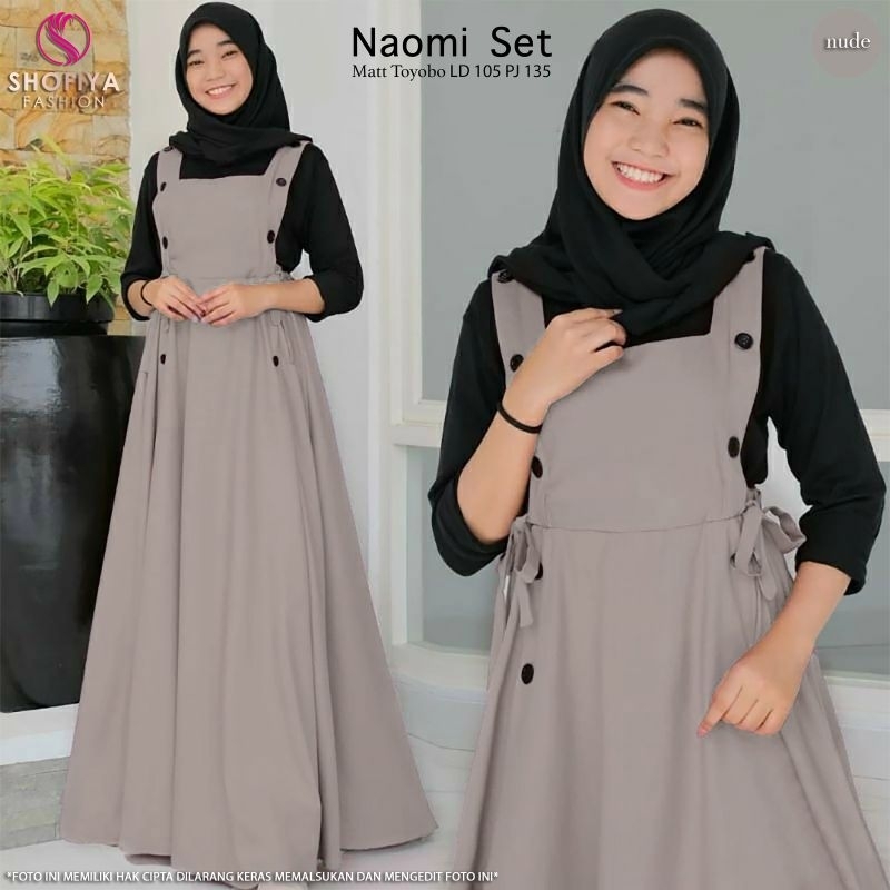NAOMI ONE SET GAMIS MUSLIM POLOS matt toyobo ORI BY SHOFIYA FASHION