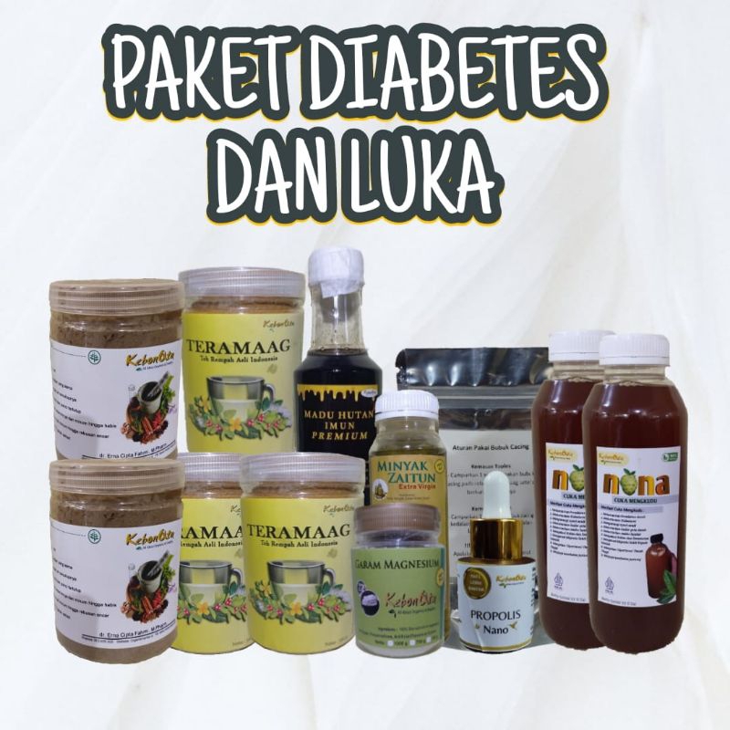 

PAKET TERAMAAG SEKAWAN ATASI DIABETES DAN LUKA HERBAL ALAMI KEBONQTA