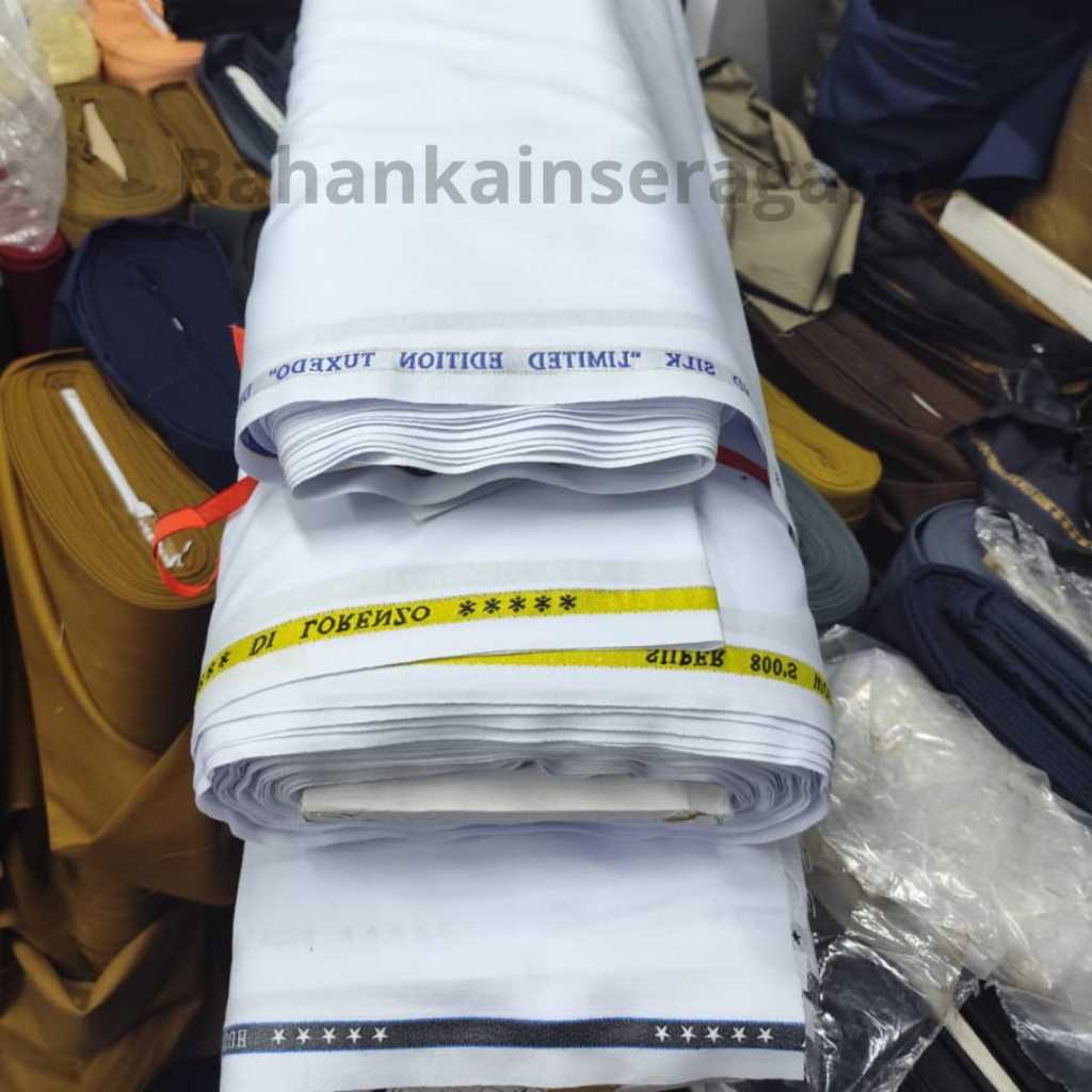 bahan kain putih premium semi wool asn pns katun