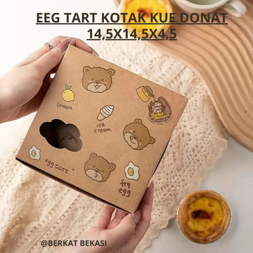 

EEG TART BOX KOTAK KUE DONAT DESSERT / 14,5X14,5X4,5 / BOX DONAT / DESSERT