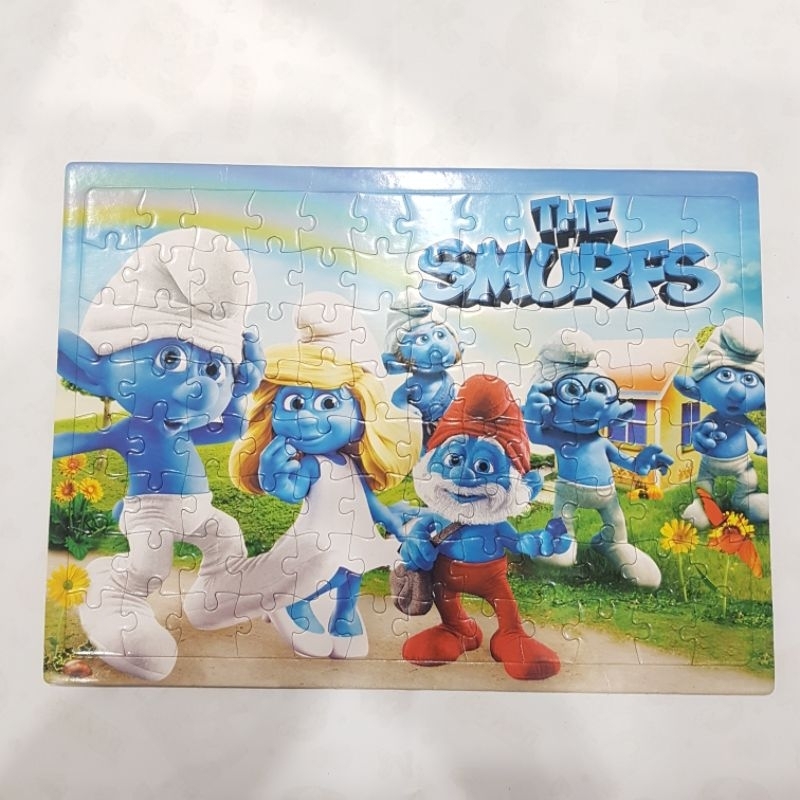 Puzzle Kertas Karton Besar Motif The Smurfs.